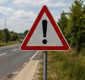 Exemplu de indicator de avertizare din gama ROMARK IND-A, montat pe marginea drumului
