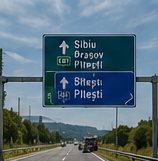 Exemplu de panou de informare din gama ROMARK IND-I, montat deasupra carosabilului