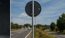 Stâlp ROMARK POST-G cu indicator rutier montat pe marginea drumului