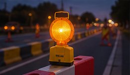 Lămpi LED de avertizare ROMARK WL-LED semnalizând o zonă de lucru rutieră noaptea